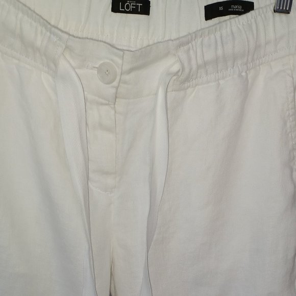 Ann Taylor LOFT Marisa 100% Linen White Pants - Picture 3 of 7